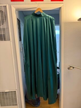 Deep Green Satin Maxi Cape